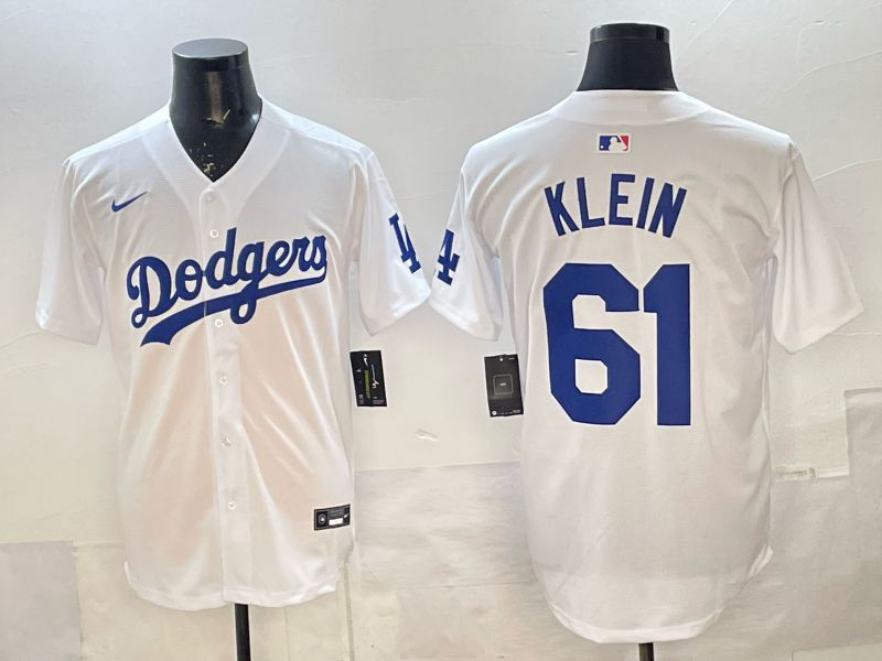 Men 2025 Nike Los Angeles Dodgers #61 Klein White Game MLB Jersey 01->los angeles dodgers->MLB Jersey